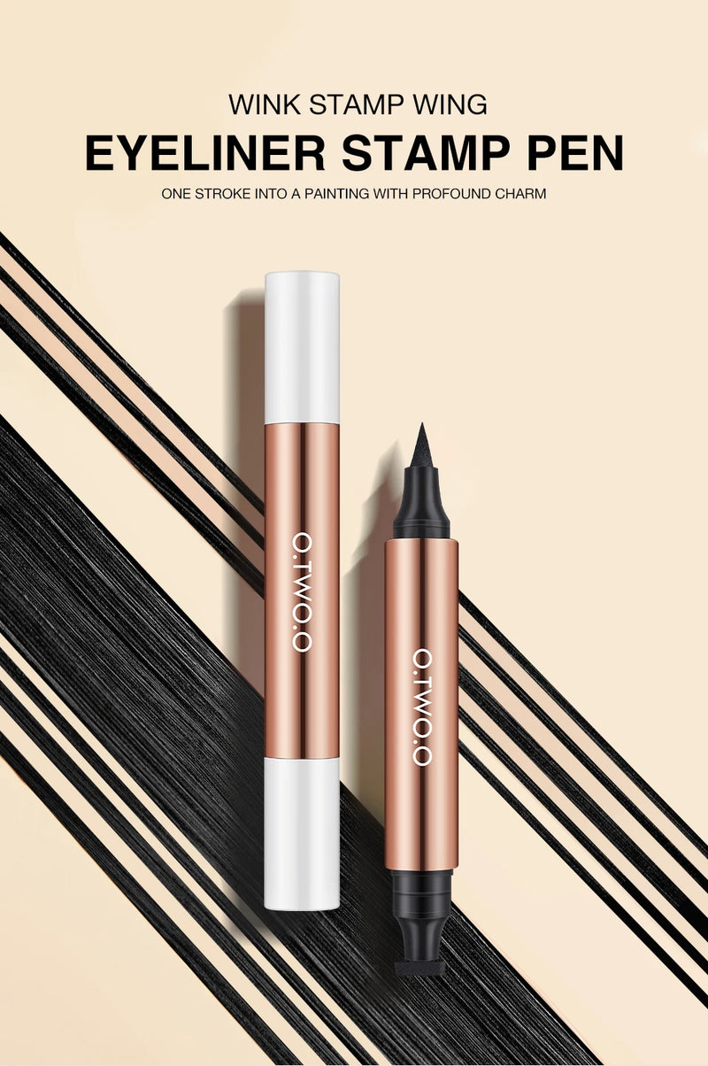 O.TWO.O  delineador selo preto líquido delineador caneta à prova dwaterproof água rápido seco double-ended eye liner lápis maquiagem para cosméticos femininos