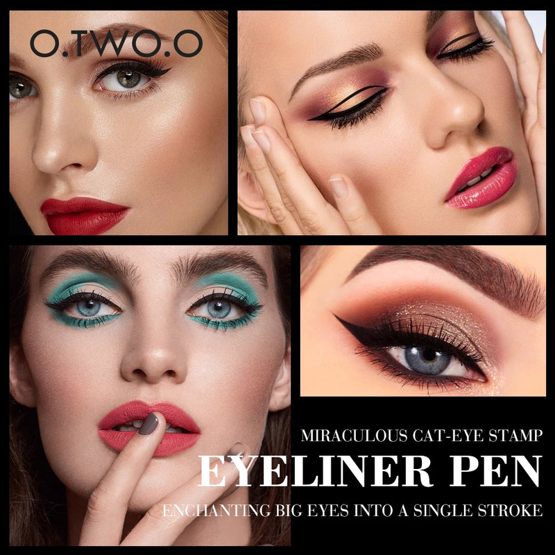 O.TWO.O  delineador selo preto líquido delineador caneta à prova dwaterproof água rápido seco double-ended eye liner lápis maquiagem para cosméticos femininos