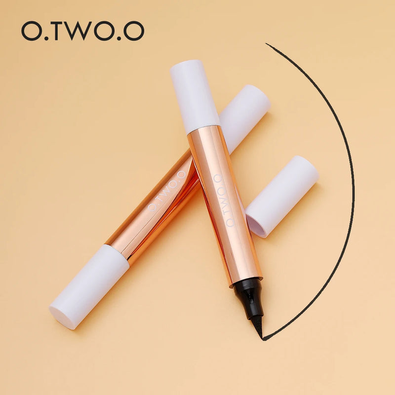 O.TWO.O  delineador selo preto líquido delineador caneta à prova dwaterproof água rápido seco double-ended eye liner lápis maquiagem para cosméticos femininos