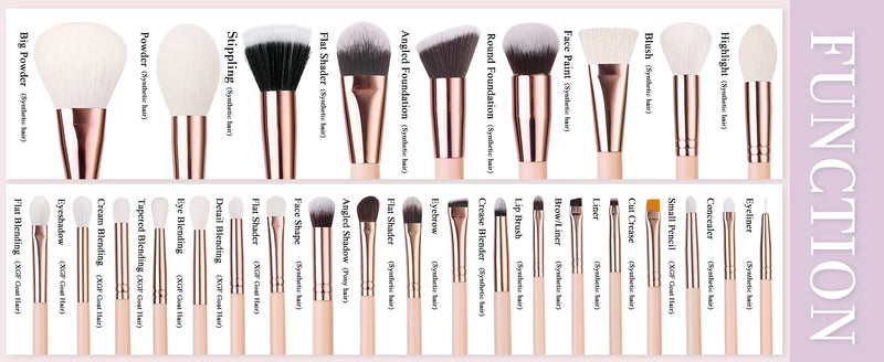 BEILI-Pink Makeup Brushes Set, Alta Qualidade, Pó, Fundação, Blush, Sombra, Make Up Brush, Cabelo Natural