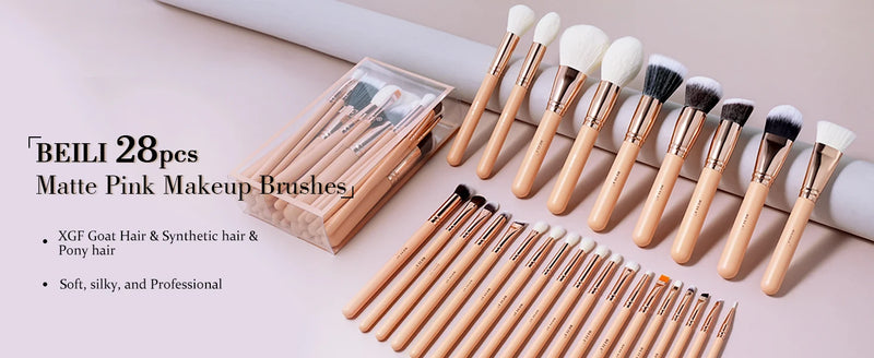 BEILI-Pink Makeup Brushes Set, Alta Qualidade, Pó, Fundação, Blush, Sombra, Make Up Brush, Cabelo Natural