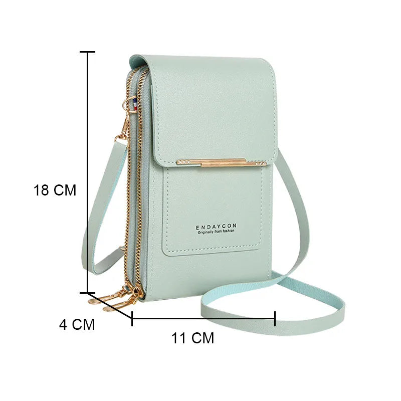 Bolsa Crossbody, Multifuncional com Compartimento Touchscreen para Celular