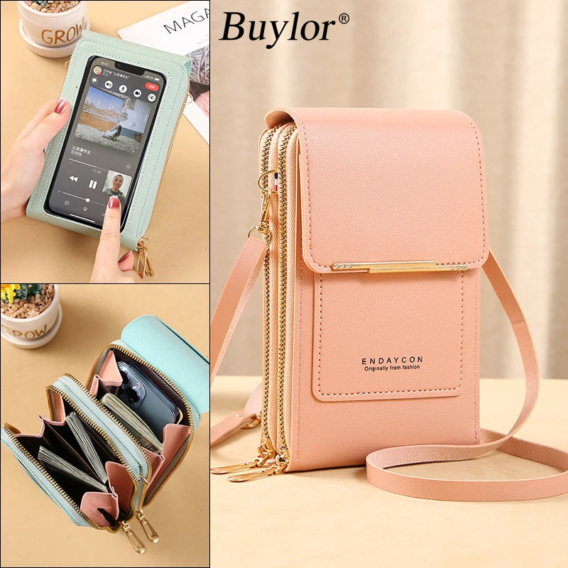 Bolsa Crossbody, Multifuncional com Compartimento Touchscreen para Celular