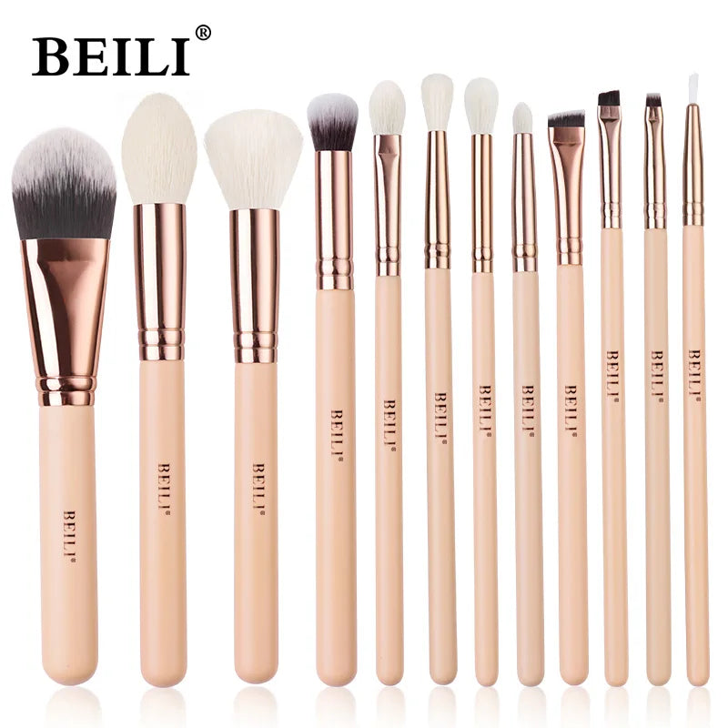 BEILI-Pink Makeup Brushes Set, Alta Qualidade, Pó, Fundação, Blush, Sombra, Make Up Brush, Cabelo Natural