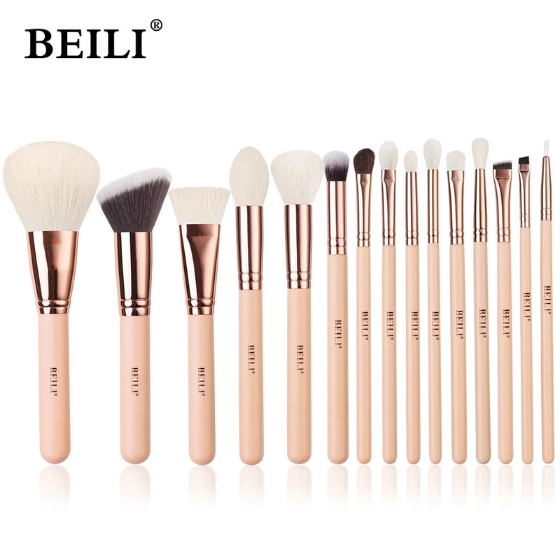 BEILI-Pink Makeup Brushes Set, Alta Qualidade, Pó, Fundação, Blush, Sombra, Make Up Brush, Cabelo Natural