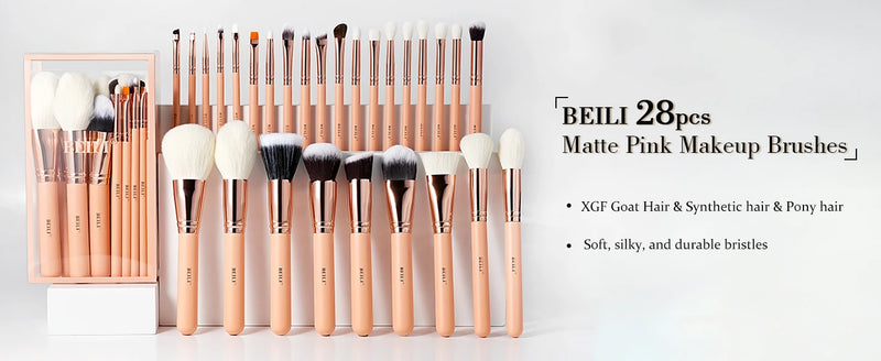 BEILI-Pink Makeup Brushes Set, Alta Qualidade, Pó, Fundação, Blush, Sombra, Make Up Brush, Cabelo Natural