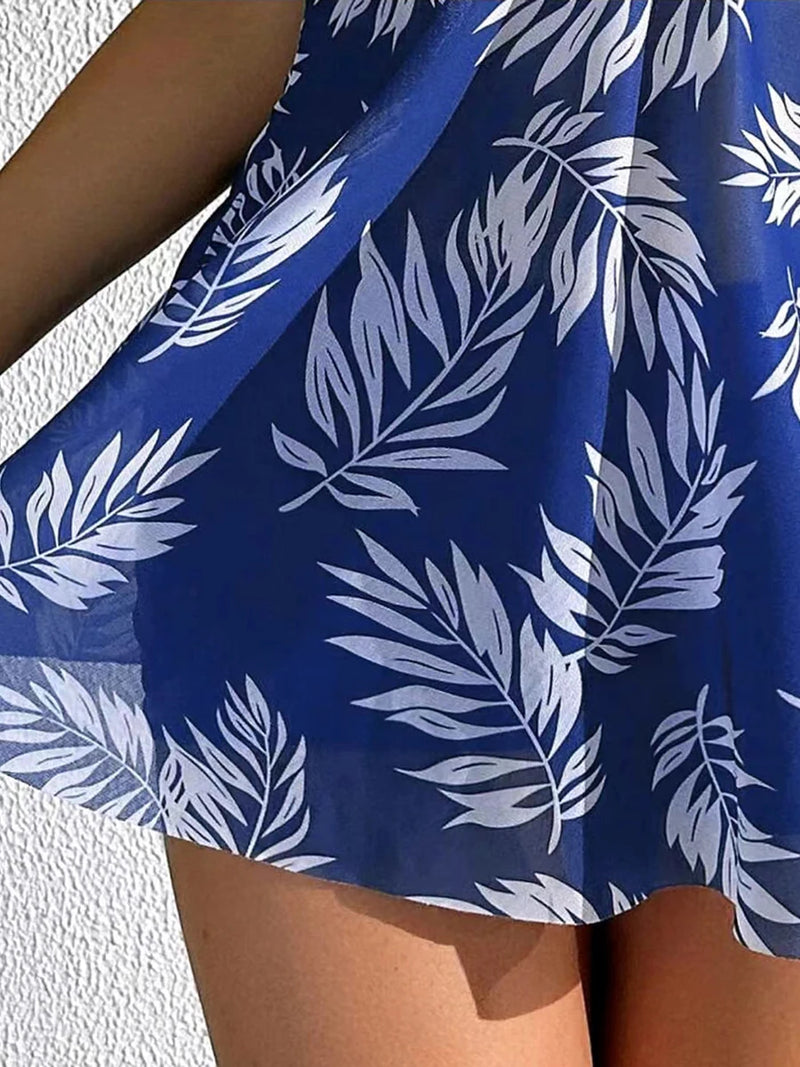 Fato de banho acolchoado estampado feminino, Tankini com shorts, maiô feminino, moda praia de natação, verão, 2021