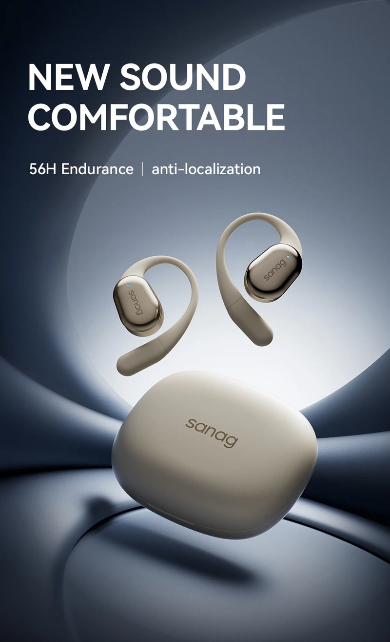 Sanag C16S Bluetooth 5.4 Fones de ouvido sem fio Open Ear OWS Fones de ouvido HiFi Sound Headset APP Controle TWS Fones de ouvido 8 horas de reprodução