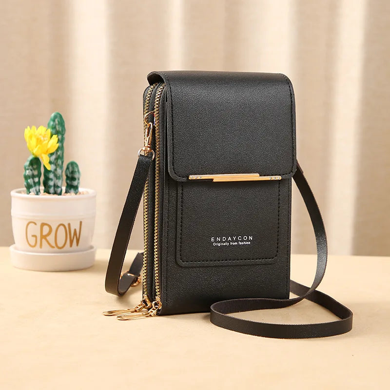 Bolsa Crossbody, Multifuncional com Compartimento Touchscreen para Celular