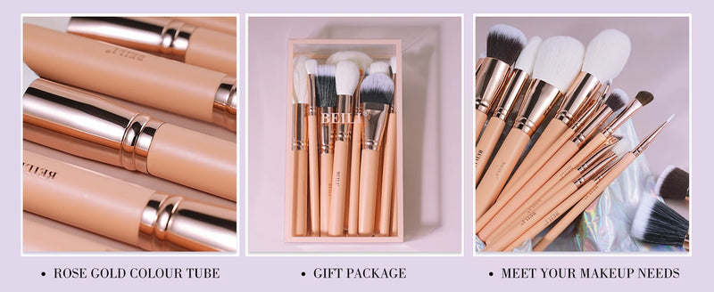 BEILI-Pink Makeup Brushes Set, Alta Qualidade, Pó, Fundação, Blush, Sombra, Make Up Brush, Cabelo Natural